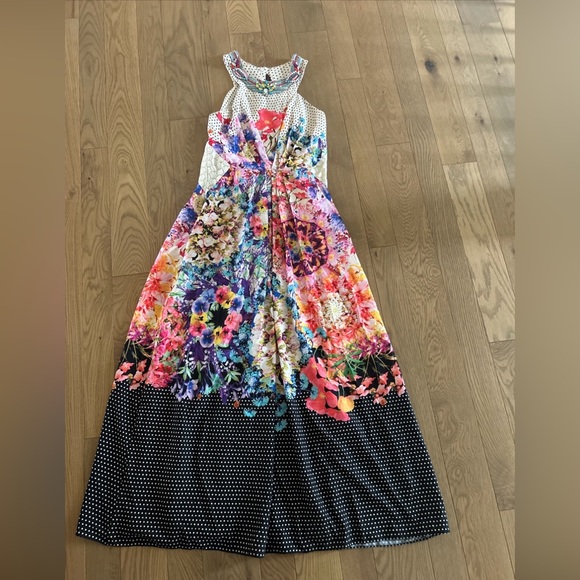 Anthropologie RANNA GILL size 2  Arnala Beaded Neck mix floral maxi dress - Picture 2 of 11